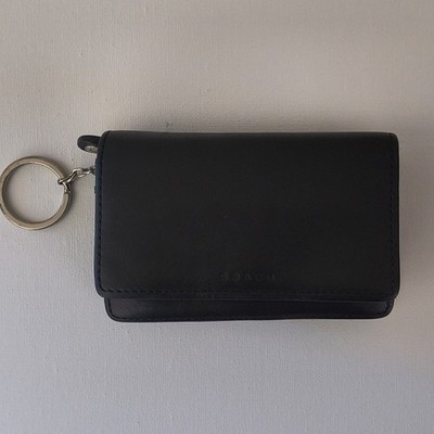 Vtg COACH Black Leather Multi-Function Purse w/ Keychain