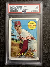 Steve Carlton 2018 Topps Heritage Real One Auto Red Ink #/69 PSA 9 #SC