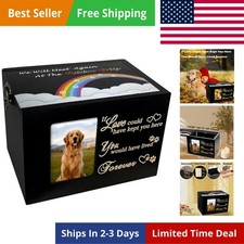 Pet Urns for Dogs or Cats Ashes,Medium Wooden Funeral Cremation Memorial Box wit