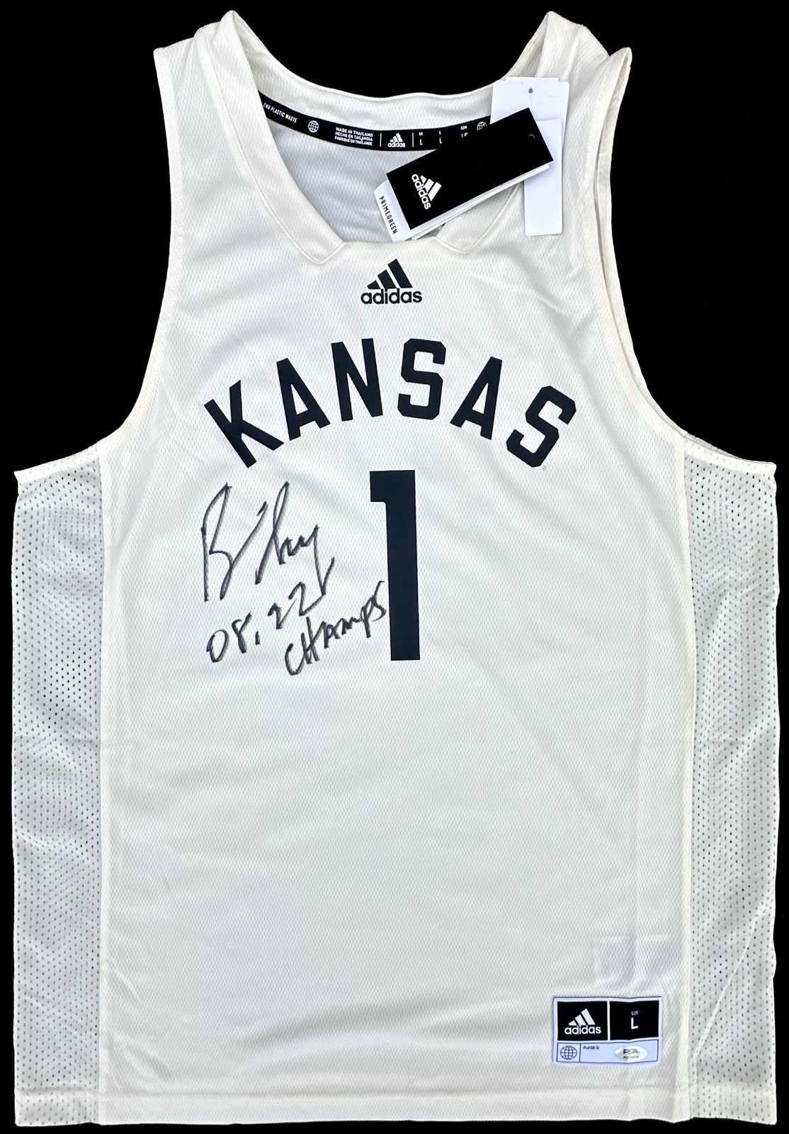 BILL SELF SIGNED KANSAS JAYHAWKS BASKETBALL JERSEY HOF 08 22 CHAMPS PSA/DNA 