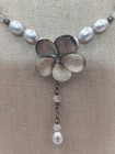 Pearl Necklace Silver Cultured Pearl Plumeria Flower Pendant Sterling Silver 925 — photo 2