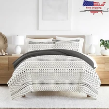 3 Piece Duvet Cover Set Reversible Microfiber Bedding Soft Pillow Shams New