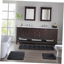 Bath Rug Tufted Pearl Channel Bathroom Rug, Soft, Plush Absorbent Bath Matt