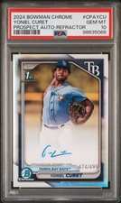 2024 Bowman Chrome Refractor Yoniel Curet Bay Rays RC AUTO /499 PSA 10 POP 9