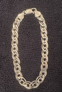 Double Link Sterling Silver 925 Italy Chain Curb Bracelet