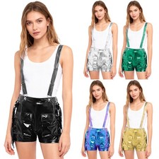 Women Dancewear Bodycon Costumes Clubwear Shorts Fringed Suspender Booty Club
