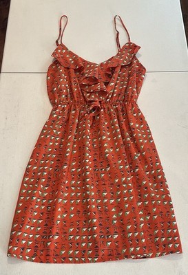 Bella D Women's Sleeveless Ruffled Neckline Skinny Straps Dress, Size Medium
