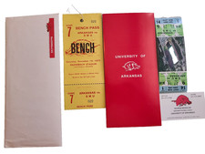 NOV 19 1977 University  Arkansas V SMU Bench Pass Ticket stub coach Wheeler card