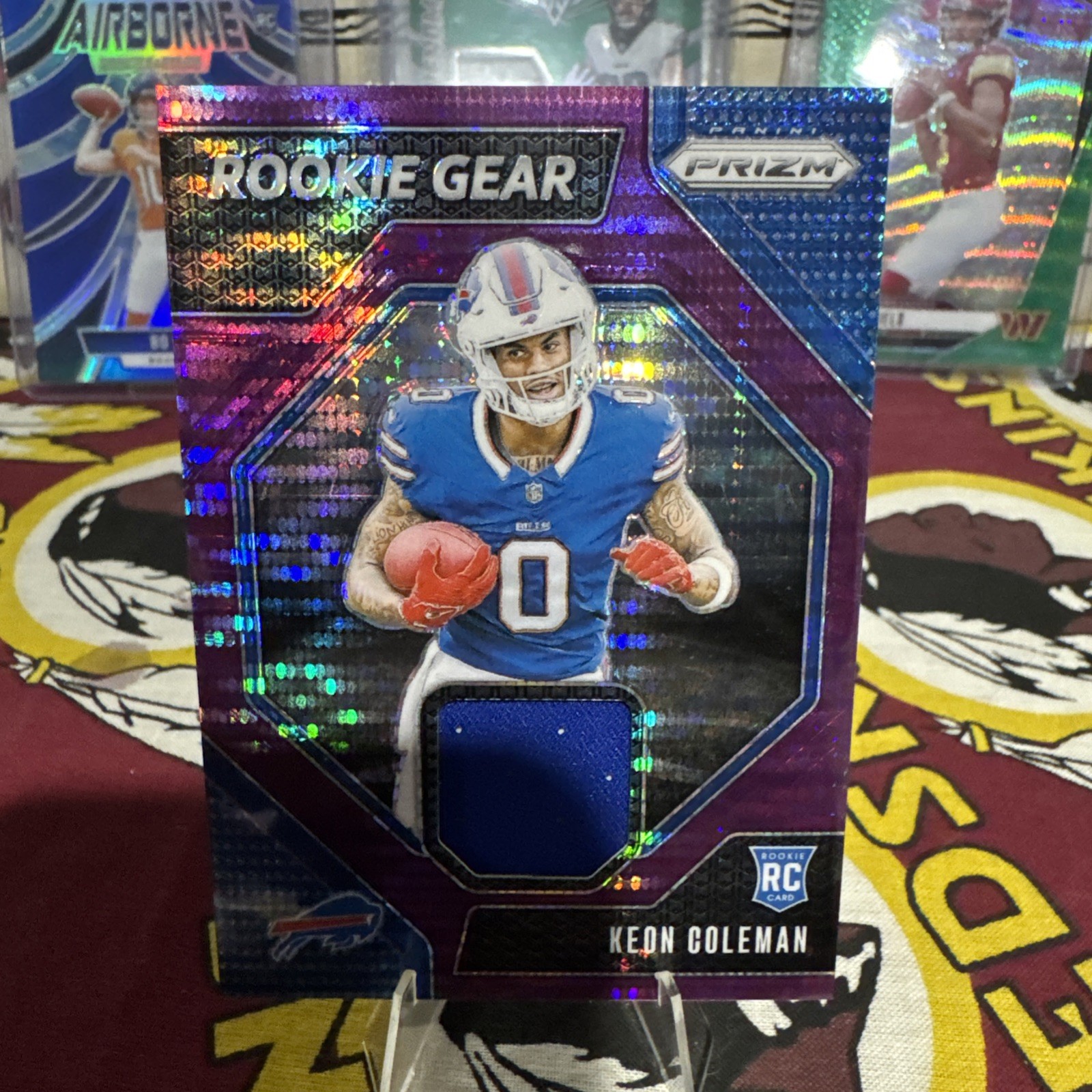 2024 Panini Prizm - Rookie Gear Keon Coleman #RG-KCN Purple Pulsar Prizm MEM, RC