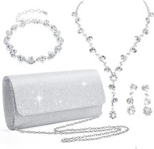 Ditard 4 Pieces Rhinestone Jewelry SetClutch Purse Prom Jewelry Sets Wedding ...