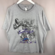 Vtg 90s Utah Jazz T-Shirt Mens XL Gray Player Graphic Tee Embroidered Logo CSA