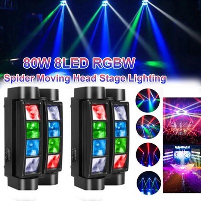 1/2PC Spider Moving Head Light DMX512 RGBW 8LED DJ Disco Stage Party Club Lights