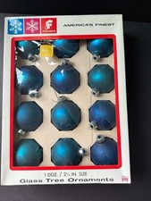 Vintage George Franke Glass Christmas Tree Ornaments 2-1/4 Made In USA Blue