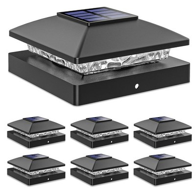 Solar Post Cap Lights Outdoor 6pack, Black Waterproof Solar Powered Deck Fenc...