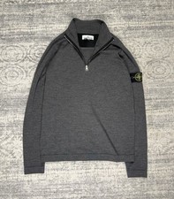 Image of Stone Island Authentic Wool Grey Quarter Zip Sweatshirt Pull Over Men’s Size XL