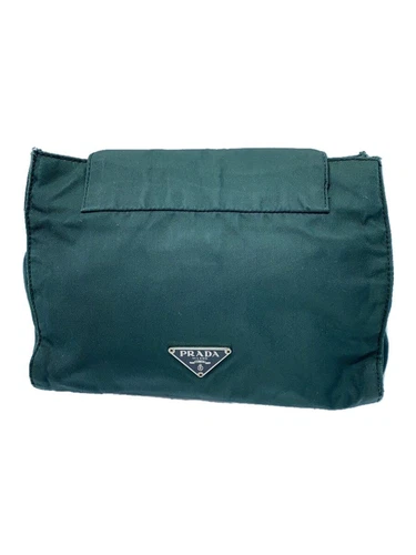 PRADA Mini Pochette Triangulaire Plaque Nylon avec Pochette Rabat Vert Occasion