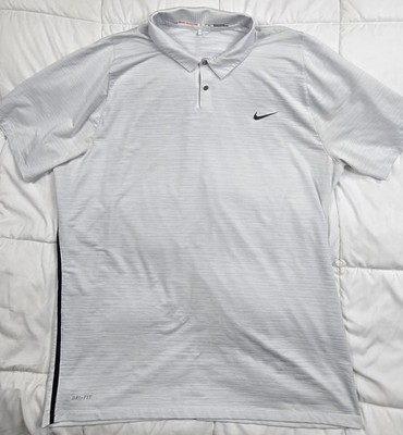 Nike Tiger Woods TW Collection Polo Shirt Mens XXL White/lightblue Golf Dri Fit