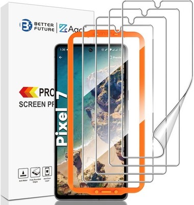 4-Pack Pixel 7 Screen Protector & Fingerprint Compatible Hybrid Film with Tool