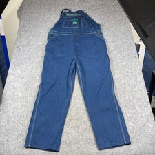 Liberty Mens Denim Bib Overalls Blue Indigo Green Stitching Workwear 44x30