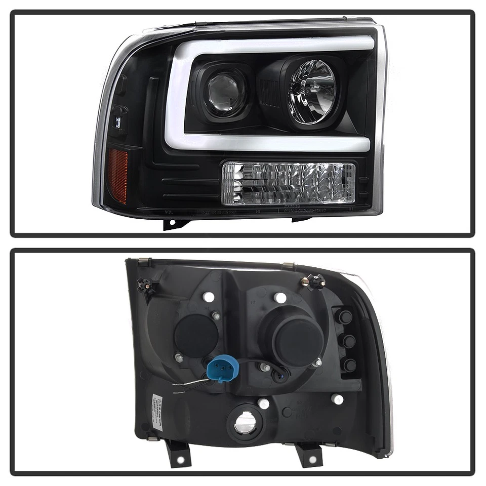 NUEVO Negro 1999-2004 Ford F250 F350 F450 Super Duty Tubo LED Proyector Faros Foto 4 de 4