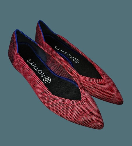 Rothy's Pointy Toe Red Ballet Flats Shoes Women Size 8 Comfy Minimalist - Picture 7 of 11