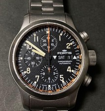 【Fortis Chronograph】 B 42 635-22-141 Automatic Watch Black Dial Day Date