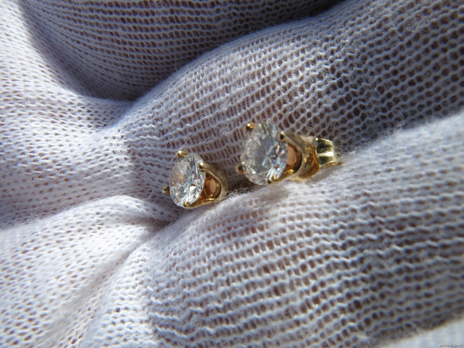 Earrings Stud SOLID Yellow GOLD 14K SOLITAIRE REA… - image 3
