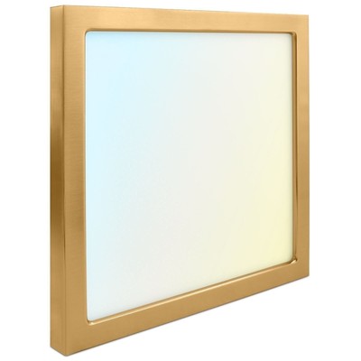 Luxrite 9 Inch Square LED Flush Mount Light 18W 1250LM 5CCT Dimmable ETL Brass
