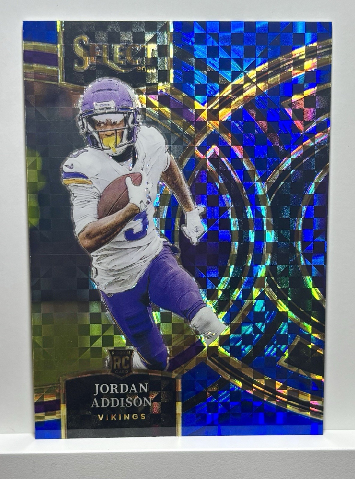 2023 Panini Select Premier Level Jordan Addison #194 Blue Prizm /149 RC Vikings