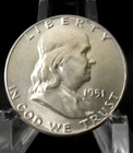 UNC 1951 Franklin Half Dollar BU FBL 50c 90% Silver U.S Coin P