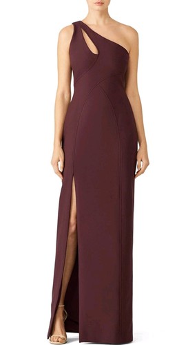 CINQ À SEPT Women Gianna One Shoulder Dress Maroon Red Size 12 Wedding Prom Gown - Picture 4 of 14