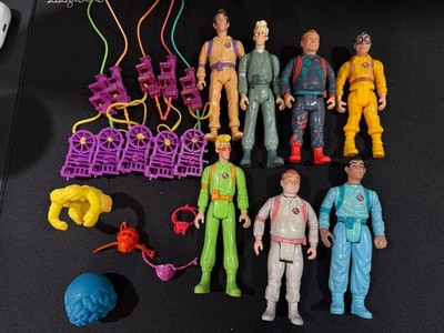  1984 Egon, & 6 1990 REAL GHOSTBUSTERS Figure Lot, w 5Proton Packs (unbroken)