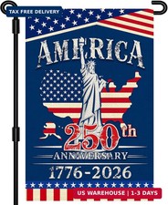 Patriotic Garden Flag, 12x18 Inch 250th Anniversary July of 4th Double Sided Bur