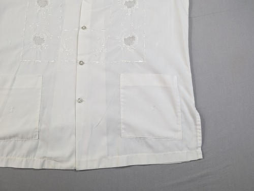 Camisa Mabuhay Vintage Años 70 Adulto Mediana Marfil Barong Tagalong Cuello Lazo - Imagen 8 de 14