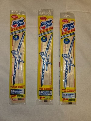 Ja-Ru Balsa Wood 8  Super Ace Glider USA Old Toy Model Airplane Plane US vintage