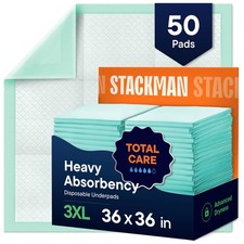 Chucks Pads Disposable 36 x 36 Underpads 50-Pack Incontinence 36" x