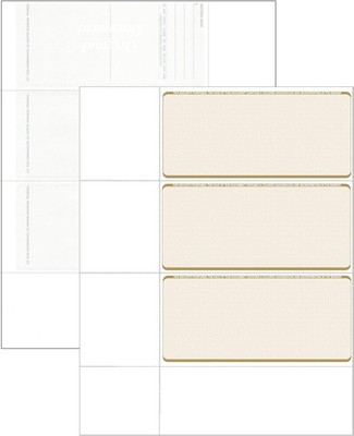 Computer Check Paper - Blank Personal Wallet Checks 3 on a Page - Compatible wit
