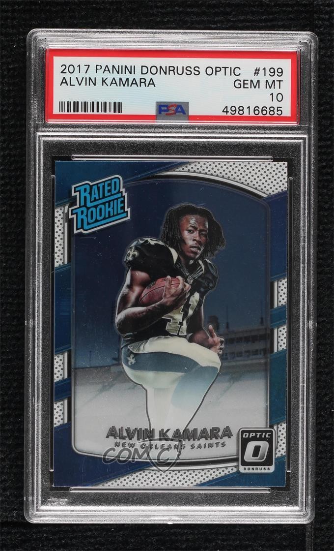 2017 Donruss Optic Rated Rookie Alvin Kamara #199 PSA 10 GEM MT 01dg