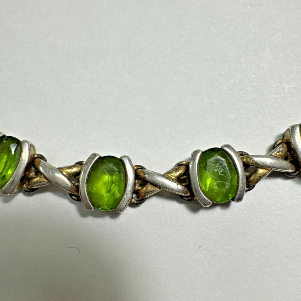 "Brazalete de tenis vintage de plata de ley con peridoto verde natural de 7,25""" Foto 2 de 4
