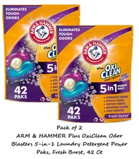 ARM & HAMMER + OxiClean Odor Blasters 5-in-1 Laundry Detergent Power Paks, 42 Ct