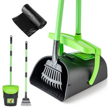 MXF Pooper Scooper Swivel Bin  Rake Kit with 20 Waste Bags, 36.6" Long Green