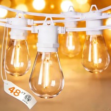 50FT LED Outdoor String Lights with 15 Edison Shatterproof Bulbs, Patio Lights,