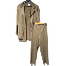 ISSEY MIYAKE Front Open Jacket and Pants Set, Size M, Brown/Beige Women USED