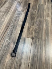 Calvin Klein Double Hole Black Faux Leather Belt Medium 34-36 Jeans Buckle