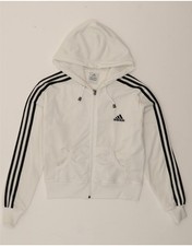 ADIDAS Womens Oversized Zip Hoodie Sweater UK 10 Small White Polyester BL02