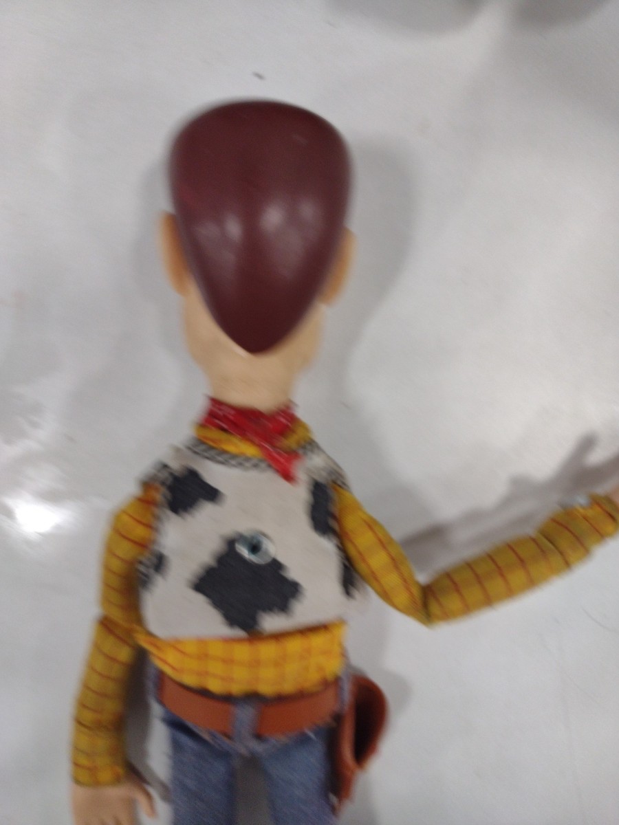 Vintage Talking Woody RARE Creepy Smirk THINKWAY Denim Toy Story