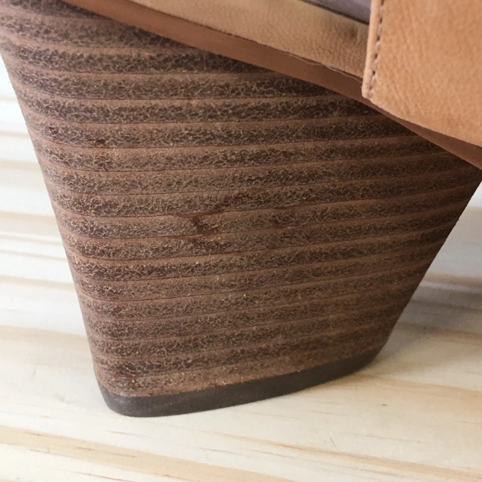 Vince Camuto Sandals Womens 11 Wide Dastana Ankle Strap Brown Leather Peep Toe - Image 3 of 4