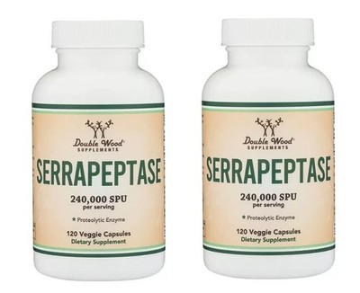 Double Wood USA Serrapeptase 240,000 SPU pro Portion - 120 Vege Kapseln x2