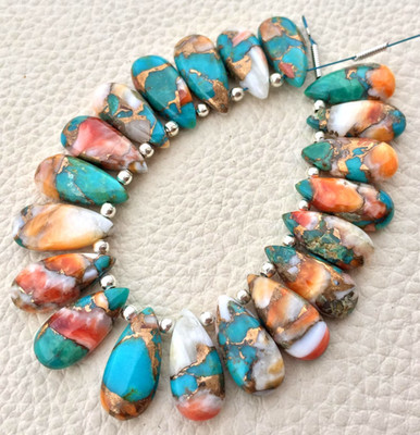 20 Pieces RARE OYSTER COPPER Turquoise Smooth Pear Shape Briolettes Beads 15x7mm