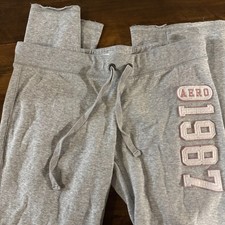 Aeropostale 87 Vtg Womens Gray Sweatpants Y2K Spell Out Logo Bella Swan Boot Cut